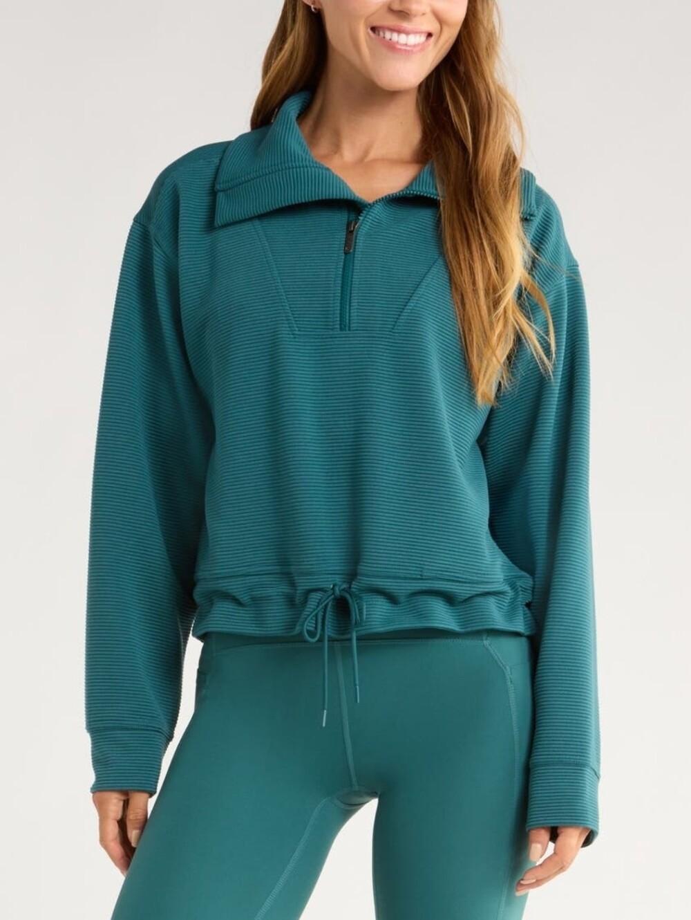Zella Kickback Ottoman Half-Zip Pullover ~ Teal Atlantic